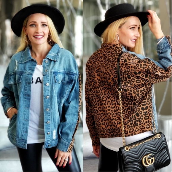 MODA ME COUTURE Jackets & Blazers - CASUAL DOLLZ Leopard Print Jean Jacket